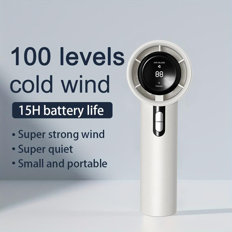 15000 RPM Silent Fan, Usb Rechargeable & 12 Hours Battery Life, 1-100 LED Digital Fan Holiday, Small and Portable, Suitable for Outdoor Sports, Camping, Hiking, Fishing Hunting, Cool Stuff for Teens, Traveling Gadgets Electric Turbo Motor Fathersdaygift