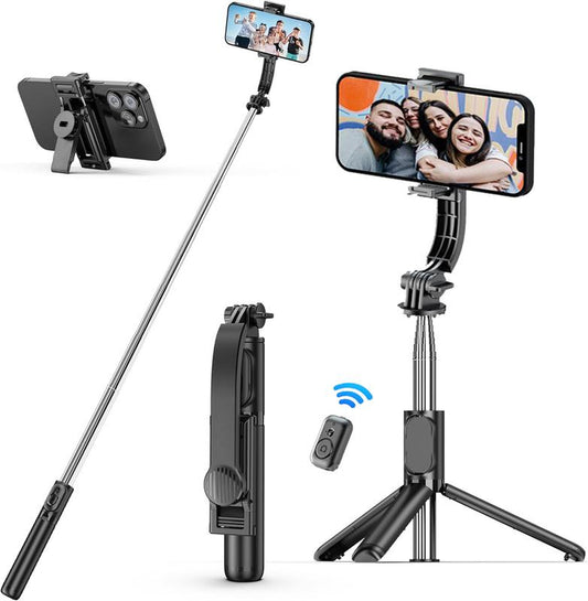 40'' Extendable Selfie Stick Tripod with Wireless Remote Tripod Stand, Portable, Lightweight, Compatible with Iphone 15 14 13 12 Pro Xs Max X 8Plus, Samsung Smartphone and More