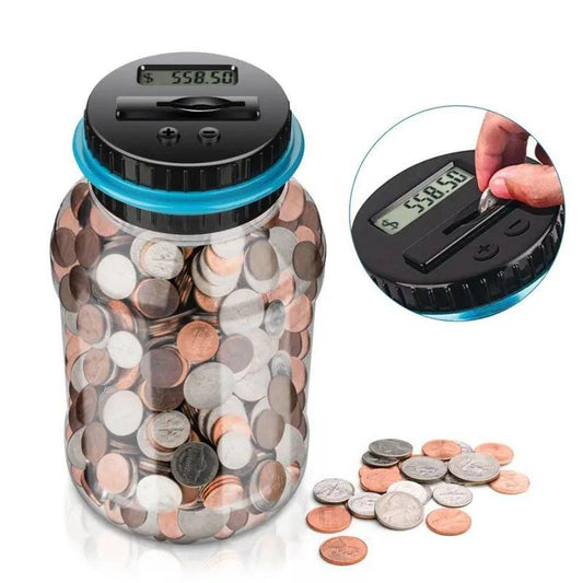 Digital Counting Coin Bank - 1.8L Capacity with LCD Counter, Fun Money Saving Jar for Kids & Adults, Perfect Gift for Boys, Girls & Boyfriends, Battery-Free Coin Storage & Room Decor, Ideal for Saving Challenges